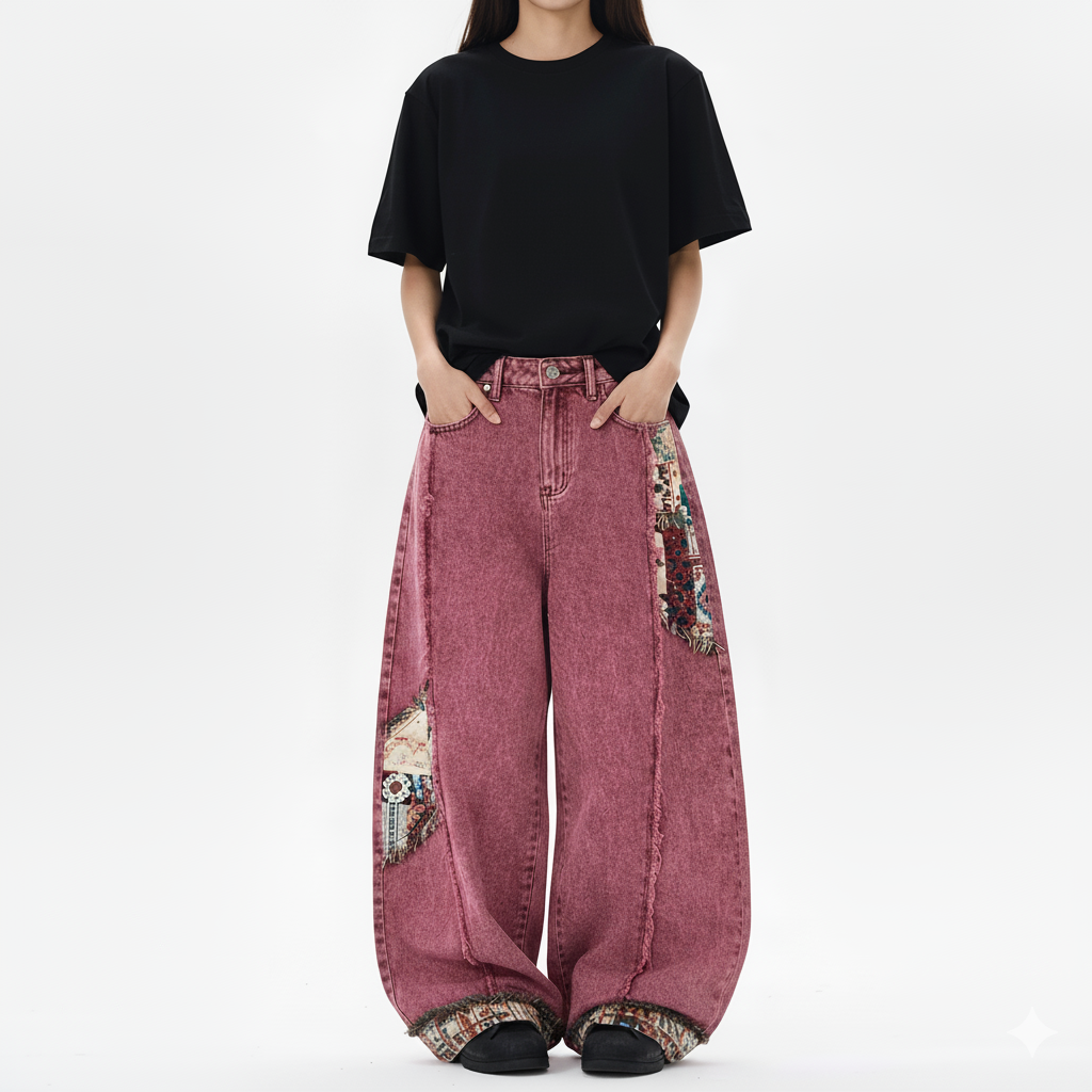 AURELIS™ | VINTAGE PATCH WIDE-LEG HOUSUT